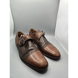 Miekonos Italian Leather Single Monk Strap Brogue Shoes Mens 9.5